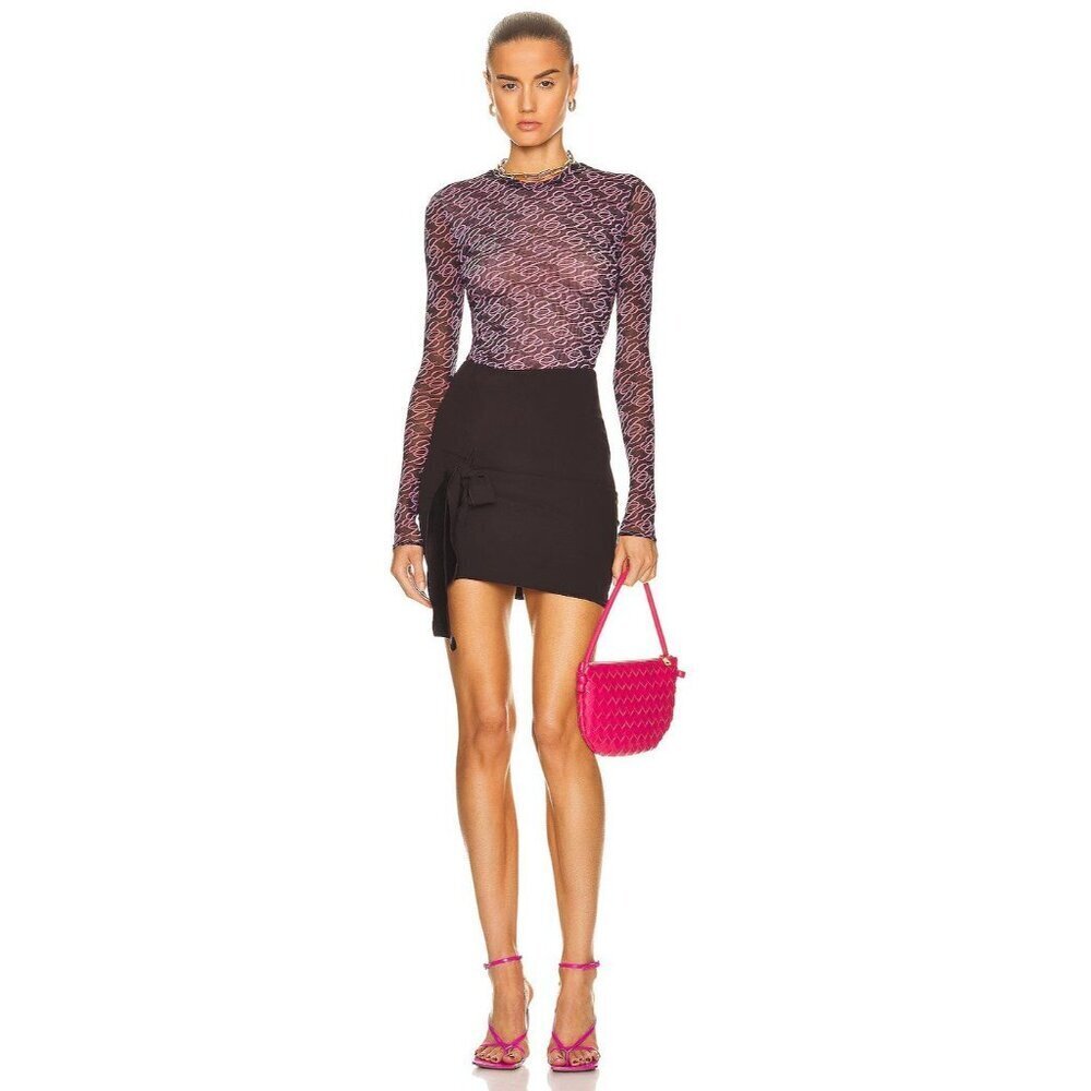 Blumarine Tie Mini Skirt in Testa Di Moro Brown 36 New Womens Ruffle Mini